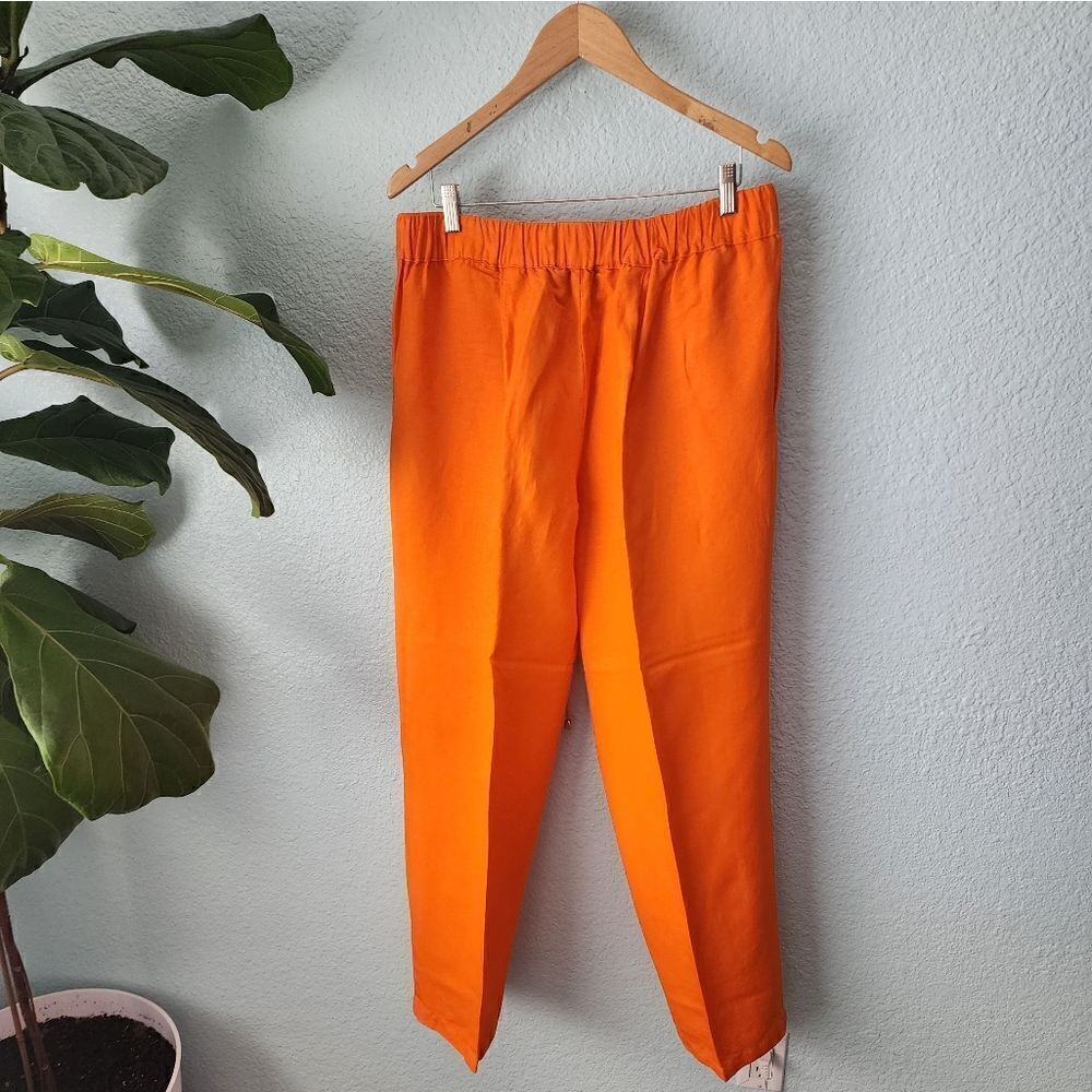 Ashley Stewart linen blend back elastic waistband w/ tie side pockets pants - Picture 5 of 11